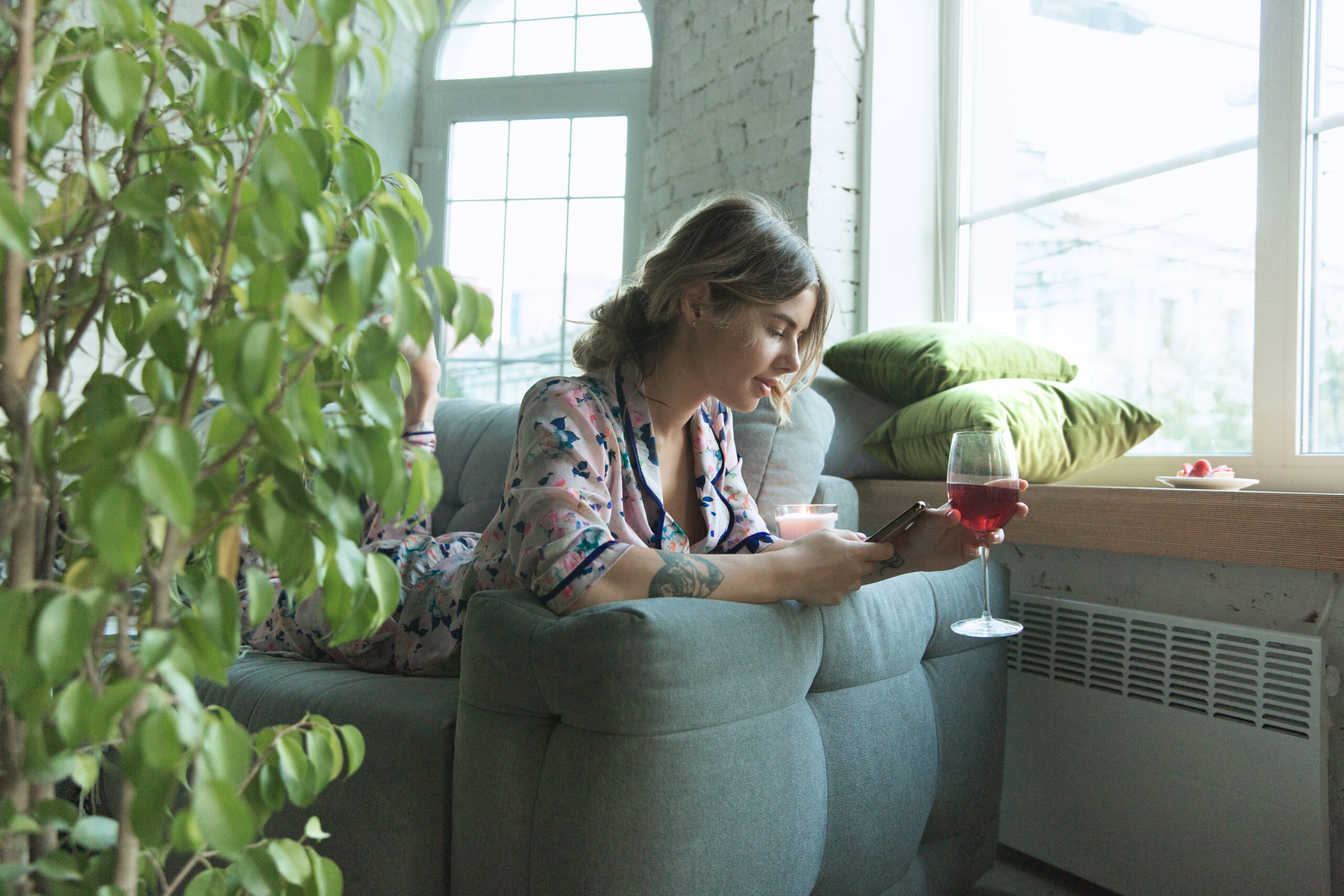 pretty young girl in modern apartment